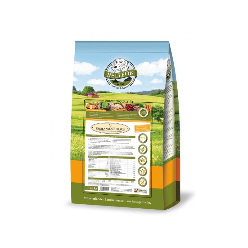 Bellfor Trockenfutter für Hunde mit Huhn - Freiland-Schmaus - 2,5 kg