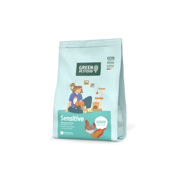 Grünes Petfood Sensitive Katzenfutter für ausgewachsene Katzen mit Insekten und Huhn für gute Verdauung, deutsche Qualität, Urin-pH-Kontrolle.