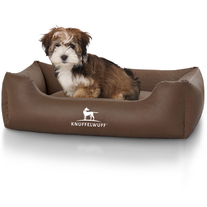 Knuffelwuff Kunstleder Hundebett Sidney braun M-L