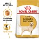 Sac de nourriture pour chiens Royal Canin Labrador Retriever adulte, présentant une nutrition spécifique à la race, une illustration de croquettes et du texte en français.