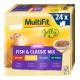 MultiFit Jelly Katzenfutterbox mit einem Junior-Fisch- und klassischen Mix mit 24 x 100g Portionen, einschließlich Geschmäckern: Rind, Huhn, Lachs und Hering.