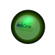 Balle pour animaux lumineuse verte avec le texte 'AniOne' et 'variété sauvage', sur fond noir.