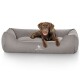 Hundebett Crispino aus Velours mit Handwebcharakter grau XXXL