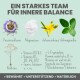 Bild zur Förderung eines natürlichen Supplements für Balance, zeigt Passionsblume, Magnesium, Johanniskraut, Ashwagandha und Baldrian.