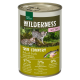 Dose "Wilderness Kitten" Katzenfutter mit verspielten Kätzchen auf dem Etikett; 97% Hähnchen und Lachs, 3% Pflanzen, ohne zugesetzte Körner.