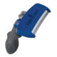 Blaue FURminator-Entfilzungsbürste für Haustiere mit Metallzähnen und grauem ergonomischem Griff.