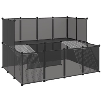 Kleintierkäfig PP Stahl Freigehege Transparent/Schwarz schwarz 1,43 m, 1,07 m, 93 cm