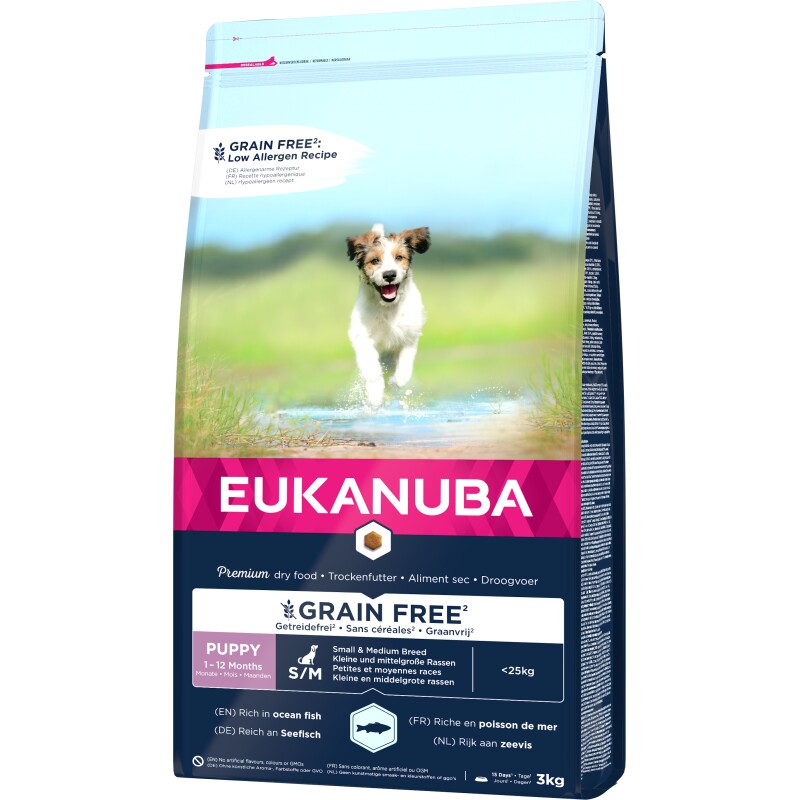 EUKANUBA droogvoer voor puppy's van kleine en middelgrote rassen, graanvrij 3 kg