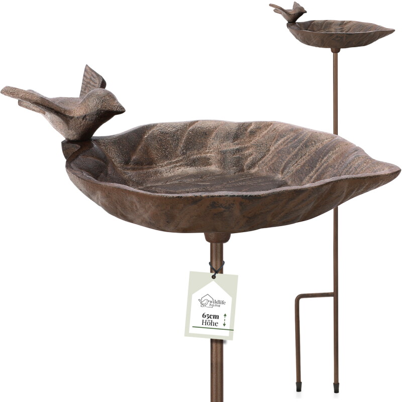 WILDLIFE HOME Vogeltränke auf Stab Blatt-Design