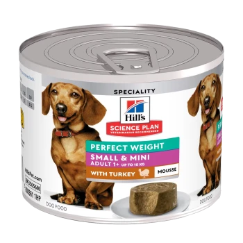 Hill's Science Plan Perfect Weight Small & Mini Adult Dog Food with Turkey Mousse, 1+ years, up to 10 kg.