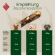 Diagramm, das Hundekau-Sticks nach Gewicht empfiehlt: <10kg (S), 10-20kg (M), >20kg (L) mit Größen-, Durchmesser- und Längendetails.