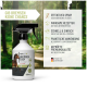 Eine Sprühflasche, die als "REAVET+ BREMSEN STOP" gekennzeichnet ist, um Pferdefliegen und Mücken abzuwehren, mit Vorteilen auf Deutsch, vor einem verschwommenen Wald.