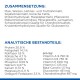 Zutaten- und Nährwerttabelle für Haustierfutter auf Deutsch, die Zusammensetzung, Protein, Fett, Vitamine und Mineralien detailliert.