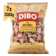 DIBO Geflügel-Haustierfutterverpackung, mit rohen Geflügelstücken, gekennzeichnet für Hunde und Katzen, 2000g, mit Text in Deutsch und Englisch.