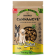 Sac de nourriture pour chien avec un Malinois belge et un golden retriever, étiqueté "CANNAMOVE YOUNG & ADULT SPORT," 70% poulet, 7,5% herbes, 0% grain.