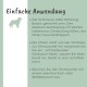 Lebermoos Ohrspülung Produktbild, das einen Hund mit aufgerichteten Ohren zeigt, der die Ohrhygiene und Geruchsbeseitigung für alle Ohrtypen betont.