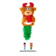 Plush reindeer dog toy with red scarf and green textured tail, labeled "Assorted Characters" with snowman toy option.