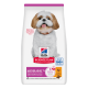 Hill's Science Plan Hundefuttersack mit kleinem weiß-braunem Hund; Texte enthalten 'Mature Adult 7+', 'Science Plan', 'with chicken', '100% balanced'.