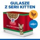 Hill's Science Plan Healthy Cuisine dla kociąt, z pudełkiem z obrazkiem kota, daniem gulaszowym oraz ikonami kurczaka i ryby.