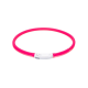 Heller pinkfarbener Haustierhalsband mit einem weißen Verschluss, entworfen für Sichtbarkeit und Komfort.