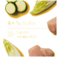 Schüssel mit Haustiernahrung mit Fleischstücken, Karotten und Zucchini, umgeben von frischem Gemüse auf einem hellgelben Hintergrund.