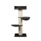 Ein moderner Katzenbaum mit einem hohen Kratzbaum, zwei Plattformen und einer gemütlichen Hängematte, in einem eleganten schwarz-beigen Design.