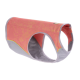 Ein pinkfarbener Hundegeschirr mit strukturiertem Design und grauen Mesh-Seiten, mit einem kleinen Logo-Tag oben.