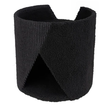 Schwarzes Haustierbett mit einem gemütlichen, weichen Fleece-Innenraum und einer strukturierten äußeren Schicht, entworfen für Komfort und Wärme.