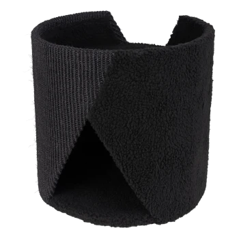 Schwarzes Haustierbett mit einem gemütlichen, weichen Fleece-Innenraum und einer strukturierten äußeren Schicht, entworfen für Komfort und Wärme.