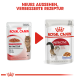 Vergleich von zwei Royal Canin 'Instinctive' Katzenfutterpackungen in Gelee, mit einer Katze und dem Text 'Neues Aussehen, verbesserte Rezeptur'.