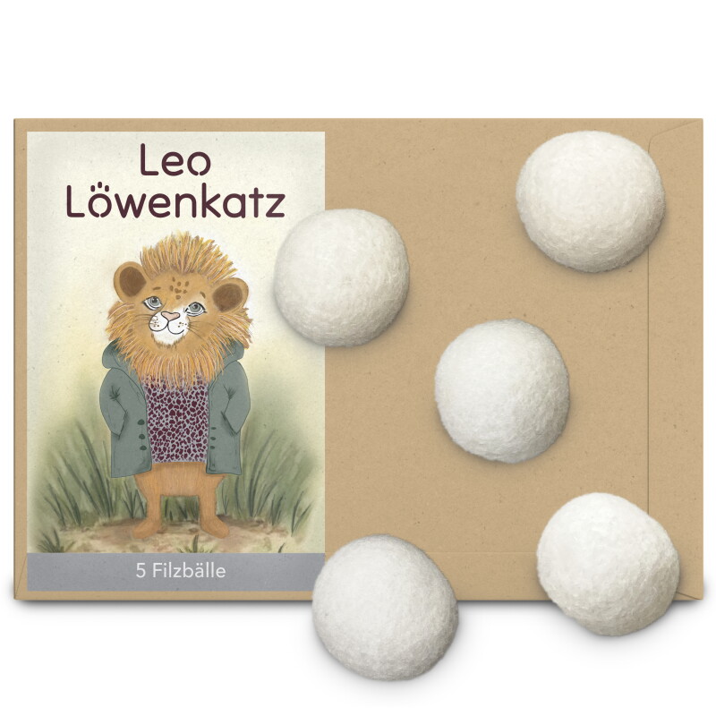 LEO LÖWENKATZ 5 Filzbälle, Spielbälle für Katzen aus reinem Wollfilz