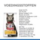 Katvoer verpakking van Hill's Science Plan, met een tabby kat en details over de voedingsinhoud, inclusief eiwitten, vetten en vitamines.