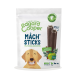 Emballage de friandises pour chiens mettant en avant les bâtonnets Mâch' d'Edgard Cooper, avec une illustration de chien souriant, indiquant '7 bâtonnets' et 'pauvre en calories.'