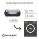 Hundebett von Doctor Bark, waschbar bis 60°C, trocknergeeignet, mit Text, der Sauberkeit und Pflegeleichtigkeit hervorhebt.