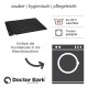 Schwarze Hundedecke mit gestepptem Design, beschriftet mit 'sauber | hygienisch | pflegeleicht', maschinenwaschbar bis 95°C und trocknergeeignet.