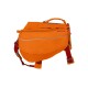 Oranger Hunderrucksack von Ruffwear mit reflektierenden Akzenten, verstellbaren Riemen und einem oberen Griff für einfaches Tragen.