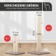 Katzenkratzpfosten in zwei Größen: Gr. 1 (54 cm hoch, 12 cm Durchmesser) und Gr. 2 (107 cm hoch, 12 cm Durchmesser).