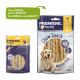 Deux paquets de friandises pour chiens : à gauche "PREMIERE. Wrap It Medium Rolls" avec un golden retriever ; à droite "PREMIERE. I ♥ my dog Chew Snack" avec une note sur le design.