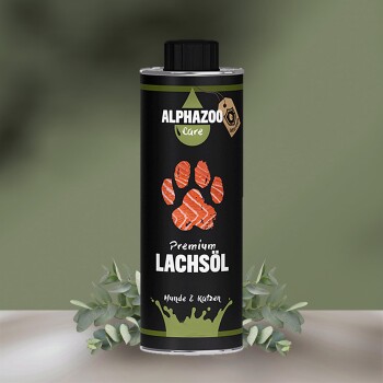 ALPHAZOO Premium Lachsöl für Hunde & Katzen I Natürliches Omega-3 Fischöl 500 ml