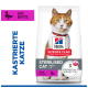 Hill's Science Plan Beutel: Sterilised Cat Adult 1–6 mit Ente, '3 Essential Benefits'-Abzeichen und Foto einer orange-weißen Katze.
