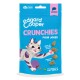 Pochette Edgard Cooper Crunchies pour friandises, bleue avec dessin de chat et croquettes ; textes 'Crunchies', 'Pour jouer', 'Saumon'.