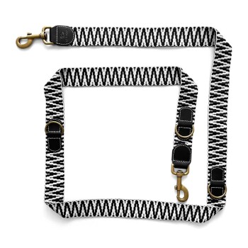 Premium Führleine – 3-fach verstellbar schwarz/ weiß 2 m, 2 cm
