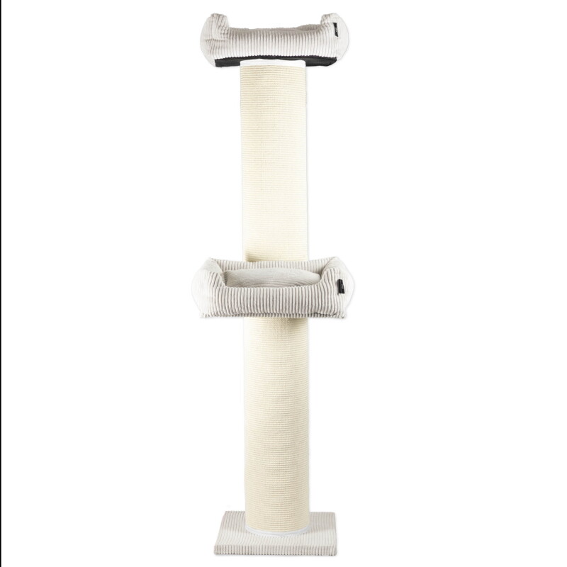 Rohrschneider ® XXL Kratzbaum, Cord-Bezug, tauschbare Kratzmatte, Bett waschbar beige 71 cm, 55 cm, 2 m
