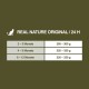 Tabelle mit Fütterungsrichtlinien für 'Real Nature Original' Katzenfutter nach Alter (2-12 Monate) und täglichen Mengen in Gramm.