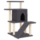 Grauer Katzenbaum mit mehreren Ebenen, einem gemütlichen Versteck und einer Rampe für einfachen Zugang. Ideal zum Klettern und Ausruhen.