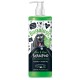 Flasche mit Bugalugs Aloe & Kiwi Shampoo für Hunde, mit einem Cartoon-Hund, veganem Etikett und Ansprüchen auf beruhigende, feuchtigkeitsspendende und nährende Eigenschaften.
