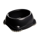 Schwarze Futterschüssel für Haustiere mit rutschfester Basis, mit glattem Inneren und abgerundeten Kanten.