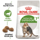 Royal Canin Active Life Outdoor cat food for cats 7+, featuring a Bengal cat image, adapted kibble size, and vitality complex.