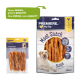 Zwei Hundeleckerlipackungen: links "PREMIERE. Snack It" Hähnchenstreifen; rechts "PREMIERE. I love my dog" mit 250g und 96% Fleisch.