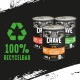 Trzy puszki 400g karmy dla zwierząt CRAVE: kurczak i indyk, łosoś oraz kurczak i wołowina, z zielonym symbolem recyklingu i napisem '100% RECYCELBAR.'